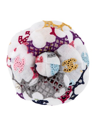 Chanel 2024 Cotton Guipure CC Camellia Brooch