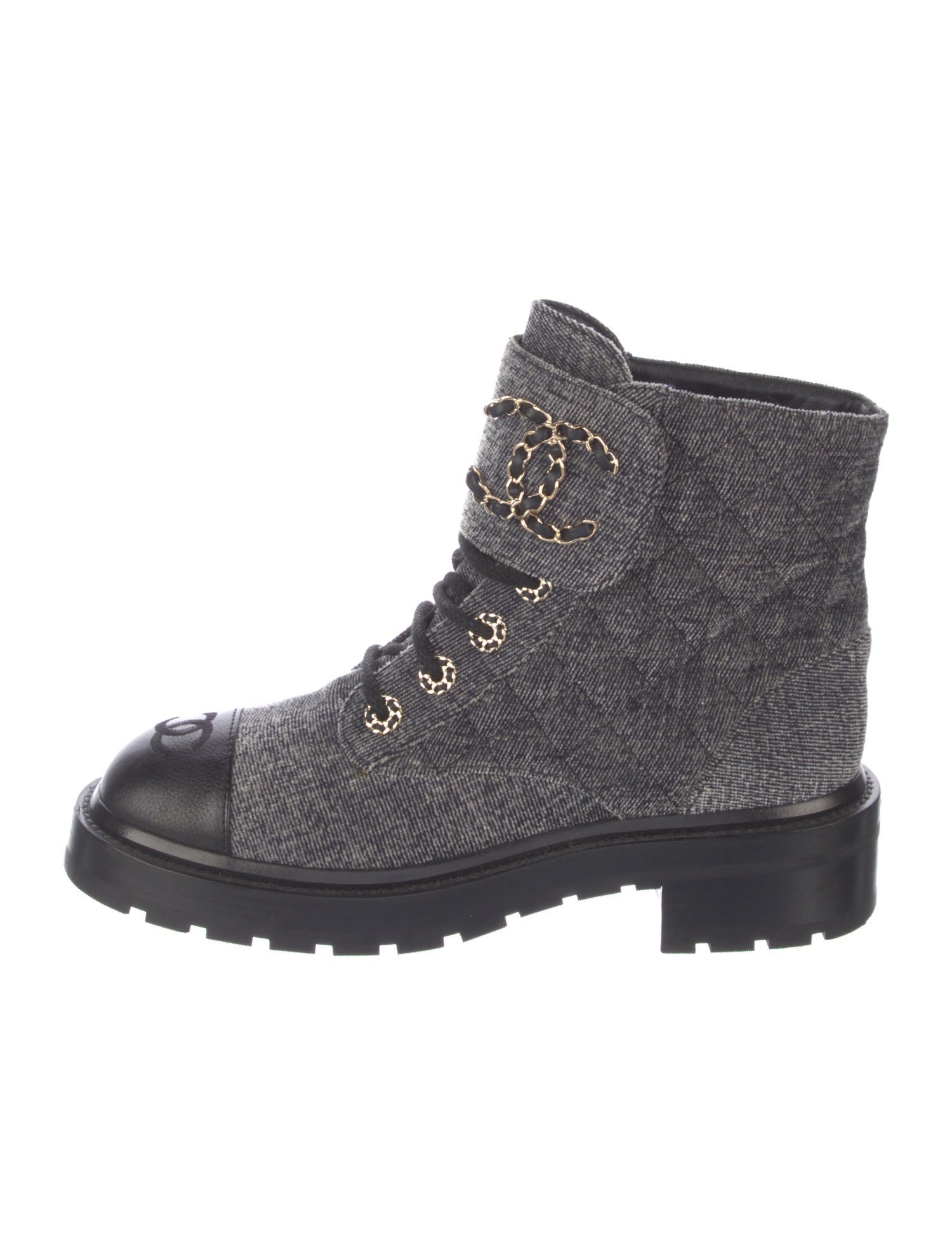 Chanel 2021 Interlocking CC Logo Combat Boots