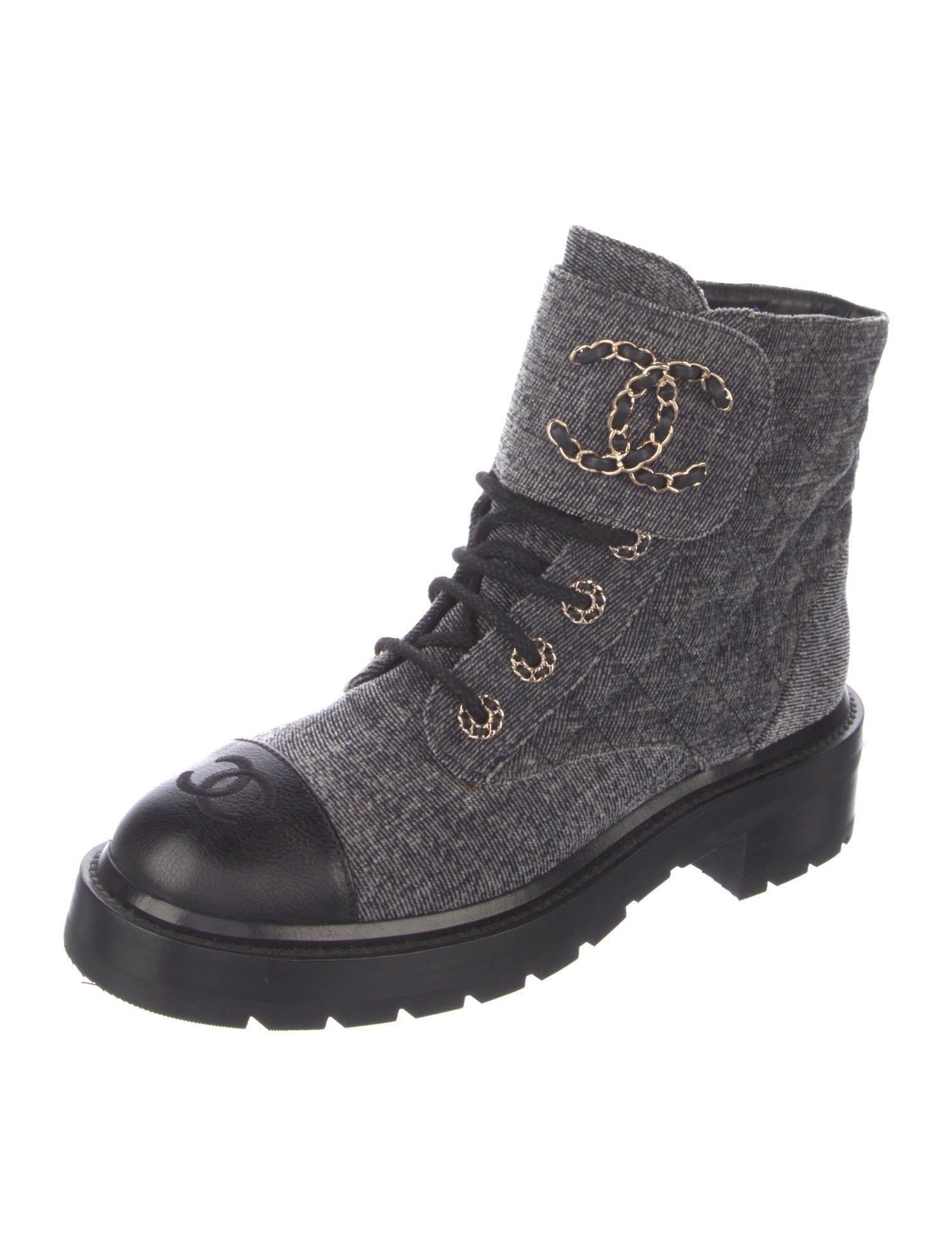 Chanel 2021 Interlocking CC Logo Combat Boots