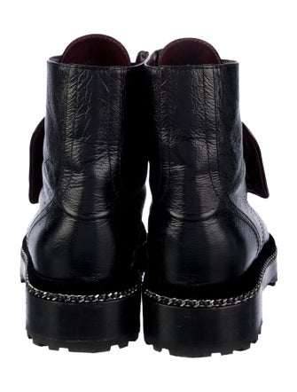 Chanel Faux Pearl Accents Calfskin Combat Boots