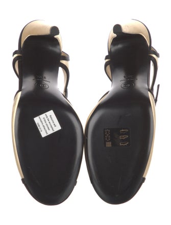 Chanel Interlocking CC Logo Satin T-Strap Pumps