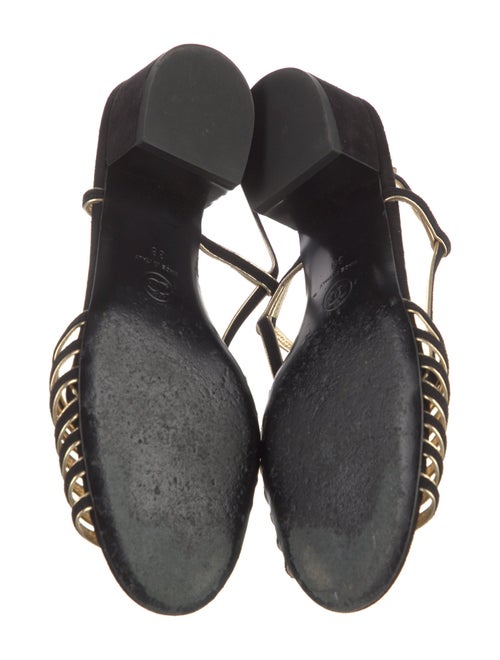 Chanel Interlocking CC Logo Suede T-Strap Sandals