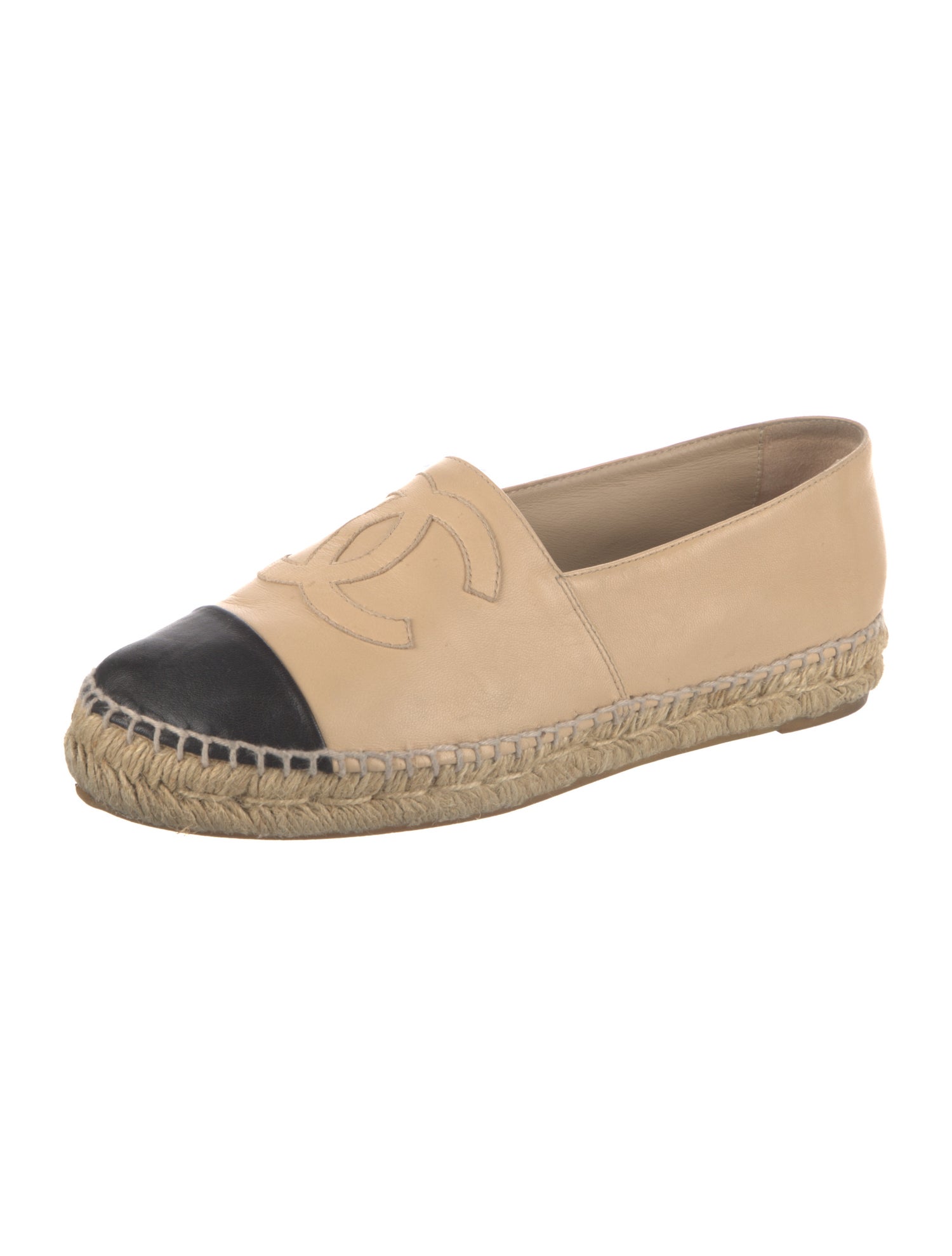 Chanel Interlocking CC Logo Leather Espadrilles