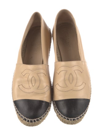 Chanel Interlocking CC Logo Leather Espadrilles