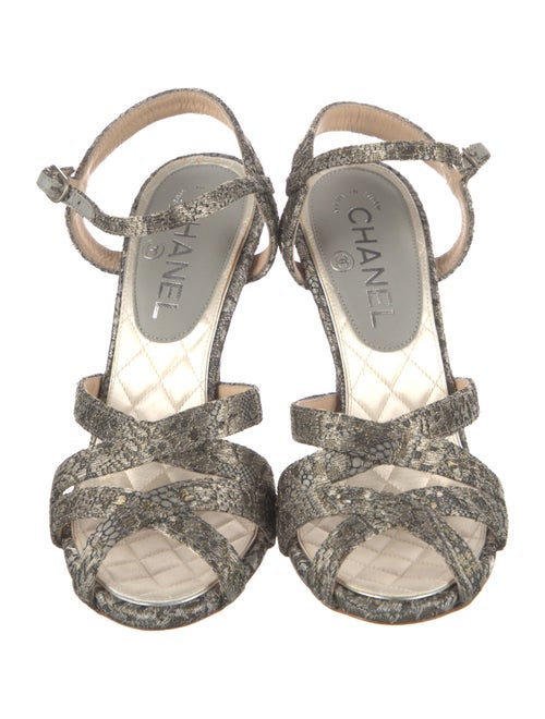 Chanel Interlocking CC Logo Lace Sandals