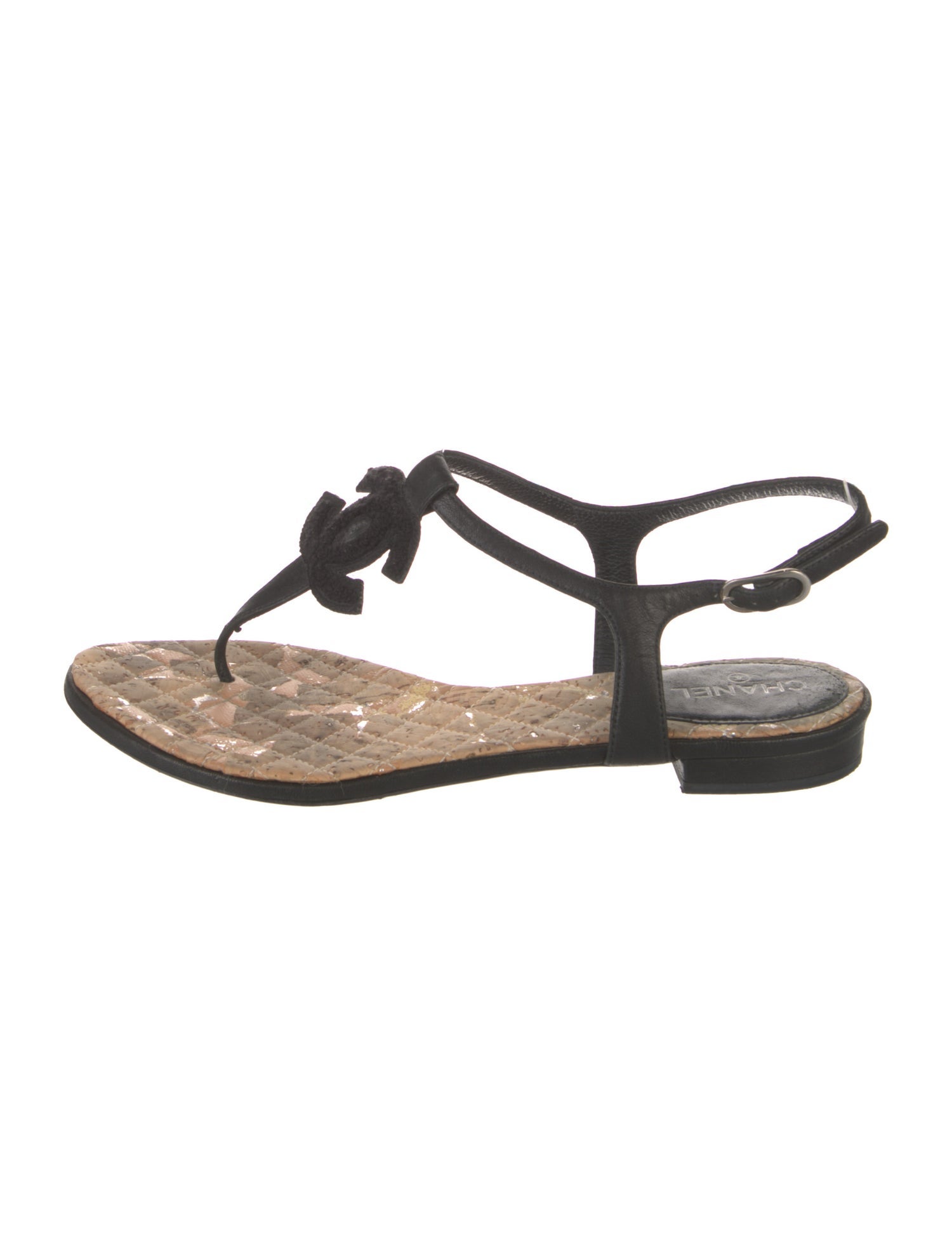 Chanel 2012 Interlocking CC Logo T-Strap Sandals