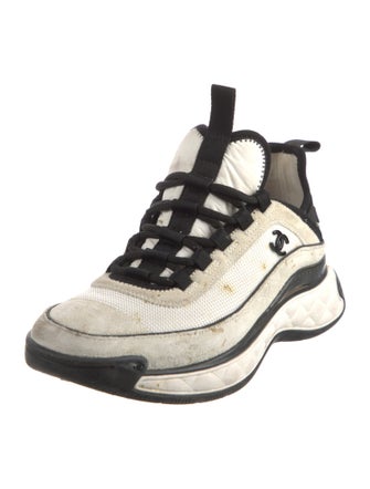 Chanel Interlocking CC Logo Suede Sneakers