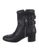 Chanel Interlocking CC Logo Leather Moto Boots