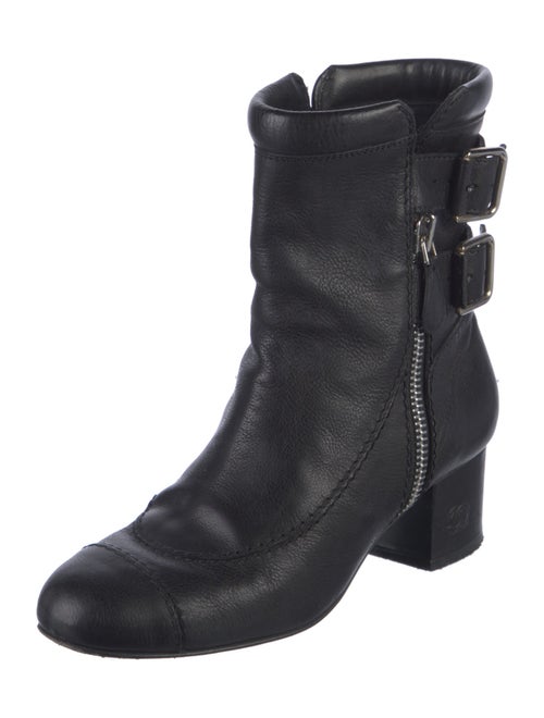 Chanel Interlocking CC Logo Leather Moto Boots