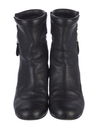 Chanel Interlocking CC Logo Leather Moto Boots
