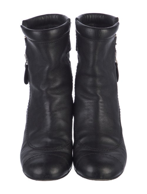 Chanel Interlocking CC Logo Leather Moto Boots