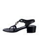 Chanel Interlocking CC Logo Leather T-Strap Sandals