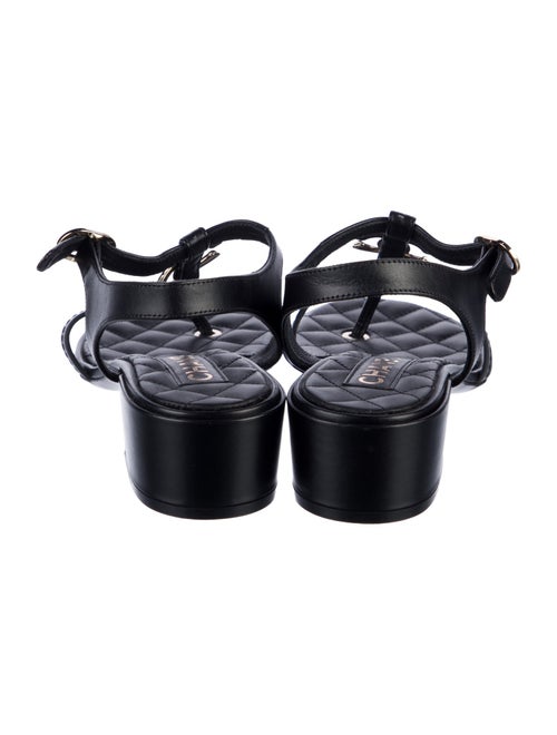 Chanel Interlocking CC Logo Leather T-Strap Sandals
