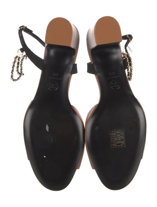 Chanel Interlocking CC Logo Leather Slingback Sandals