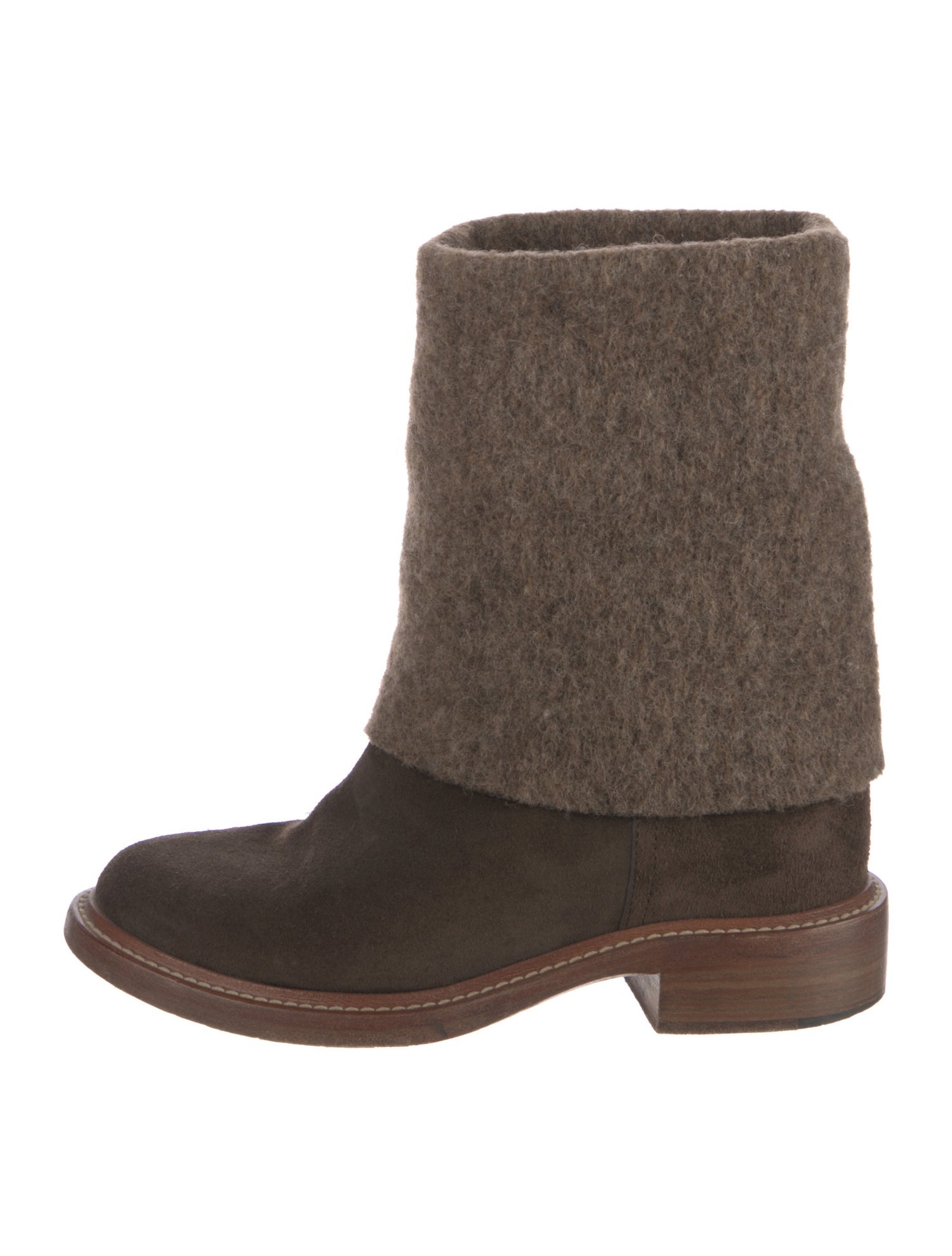 Chanel Interlocking CC Logo Suede Moto Boots