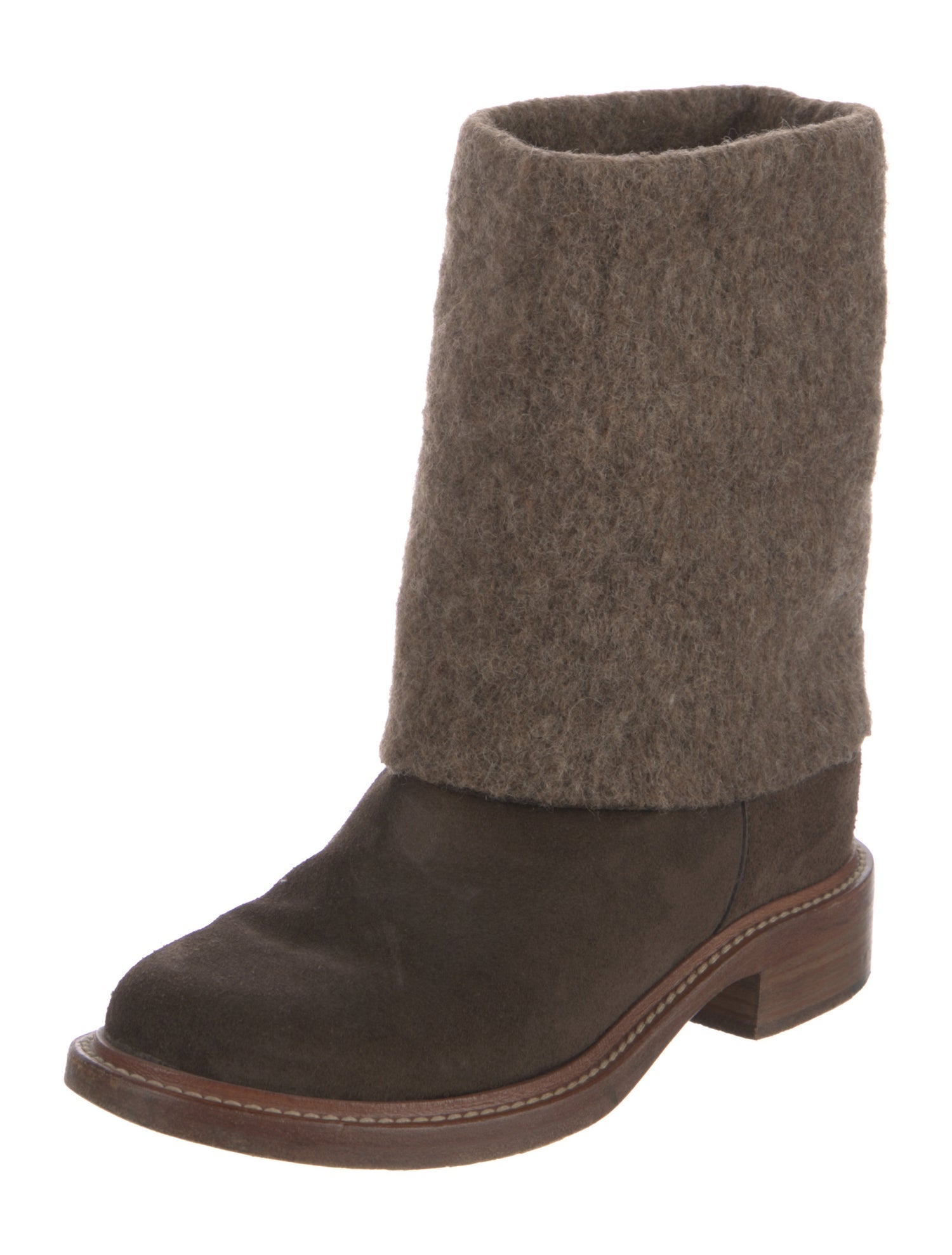 Chanel Interlocking CC Logo Suede Moto Boots