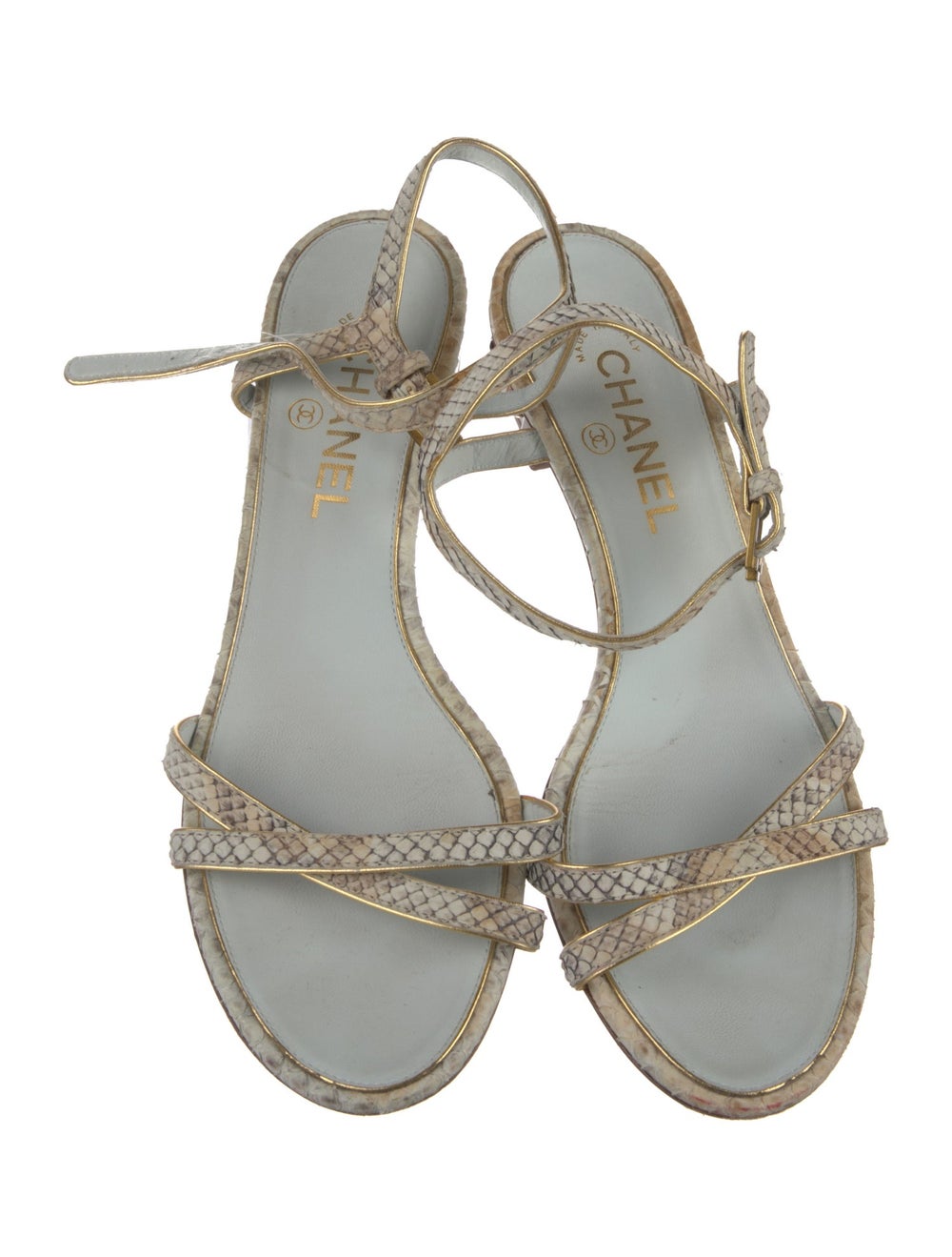 Chanel Python Sandals Neutrals Interlocking CC Lo… - image 3
