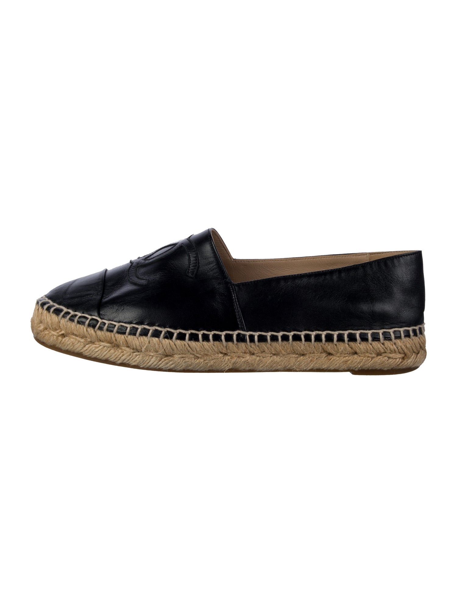 Chanel Interlocking CC Logo Leather Espadrilles