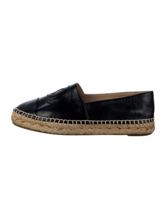 Chanel Interlocking CC Logo Leather Espadrilles
