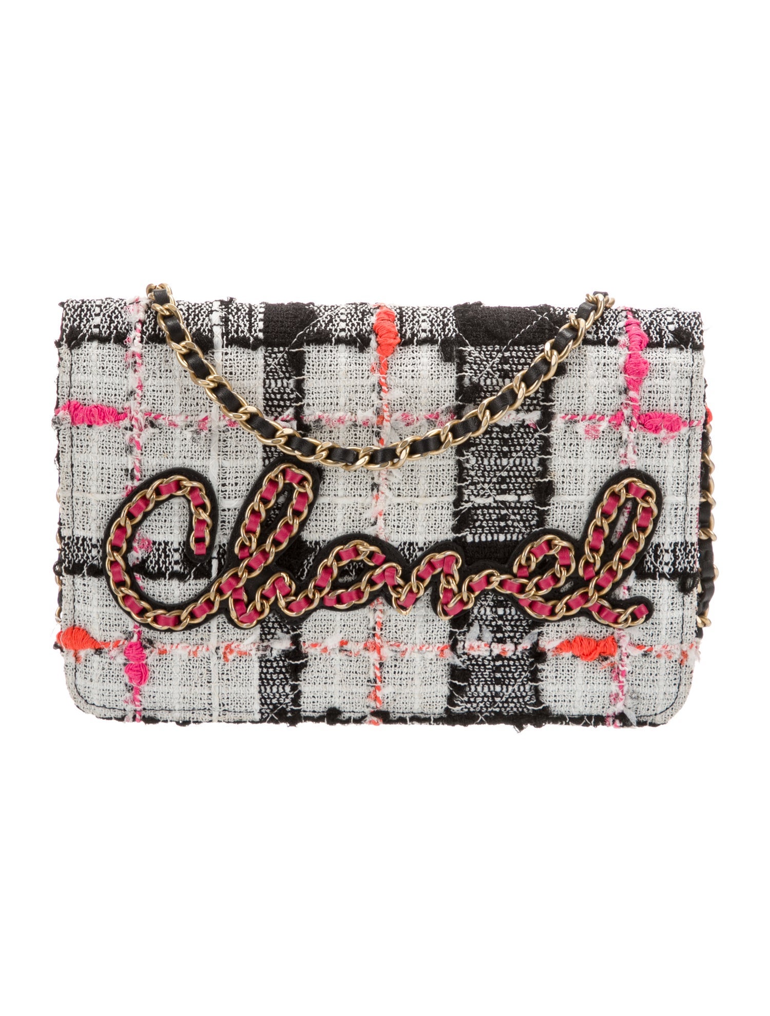 Chanel Tweed Written In Chain Wallet On Chain
