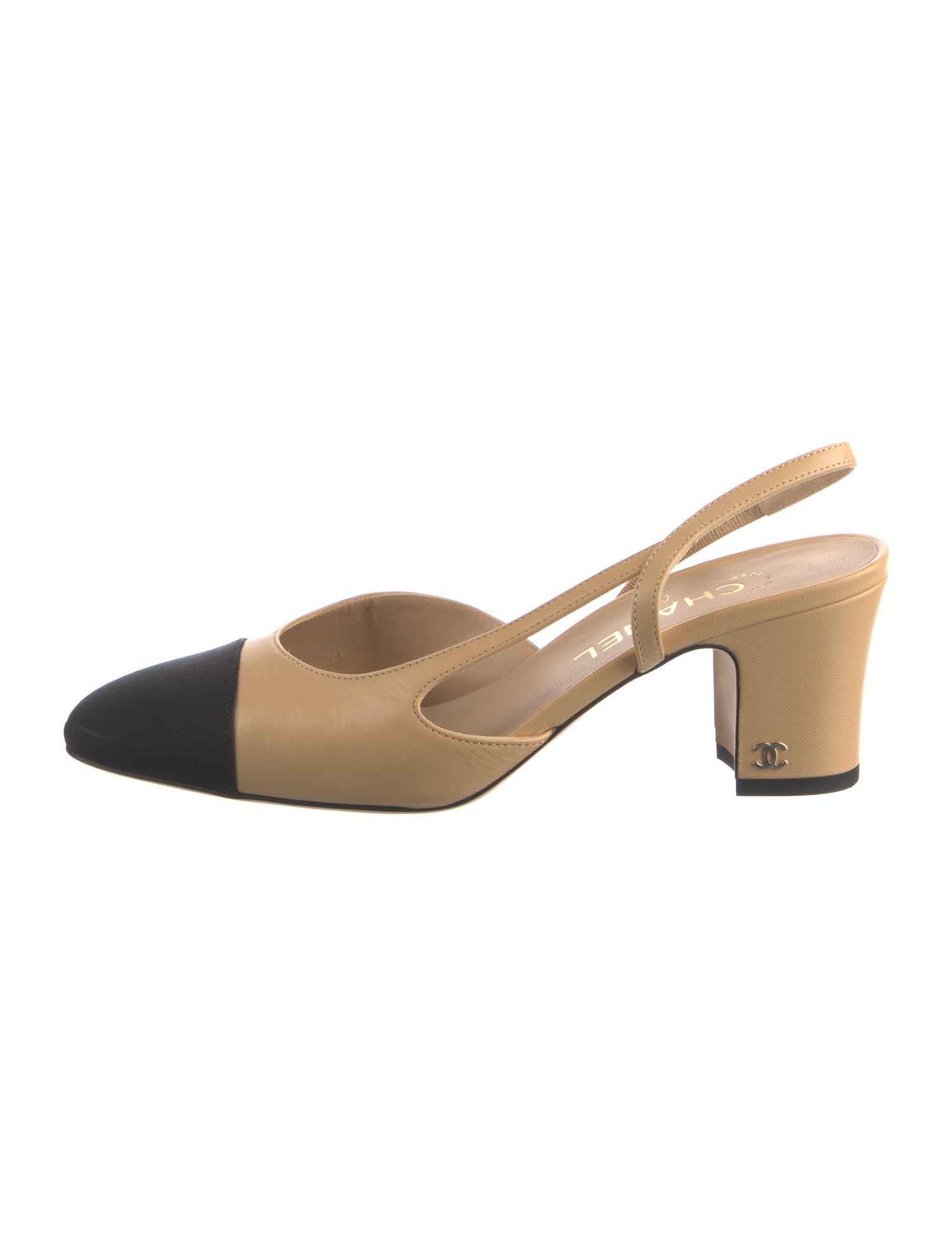 Chanel Interlocking CC Logo Goat Leather Slingback Sandals