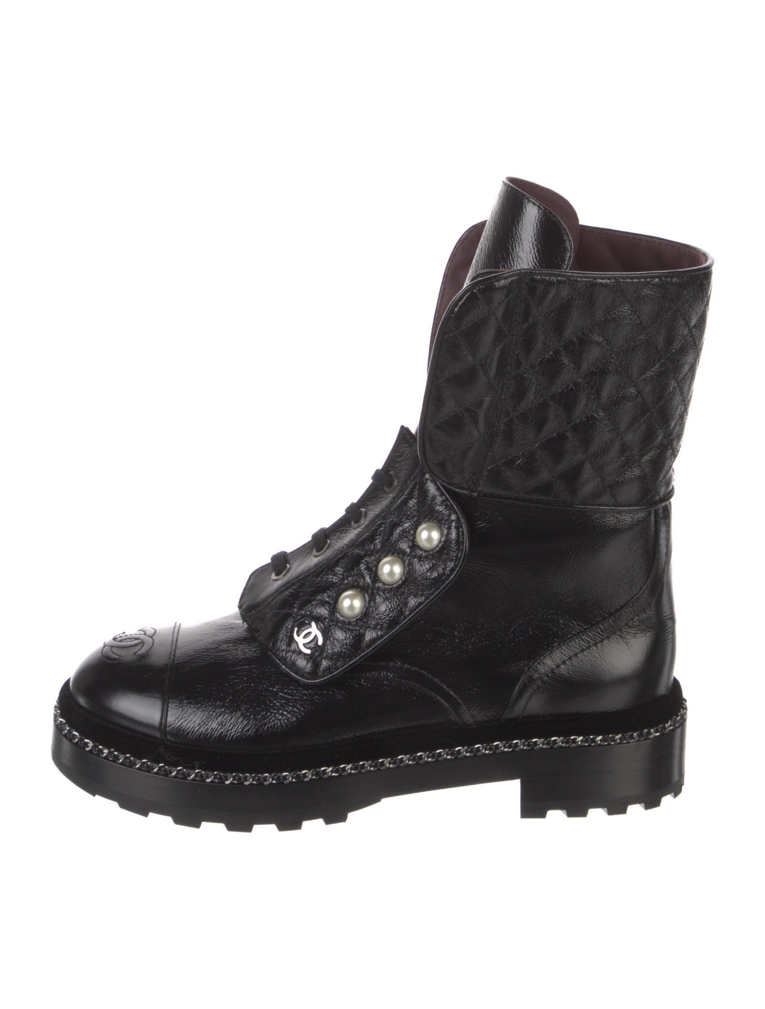 Chanel 2017 Interlocking CC Logo Combat Boots