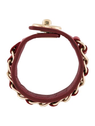 Chanel Leather Turnlock CC Chain Wrap Bracelet