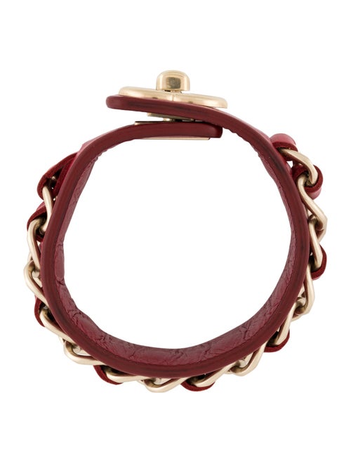 Chanel Leather Turnlock CC Chain Wrap Bracelet