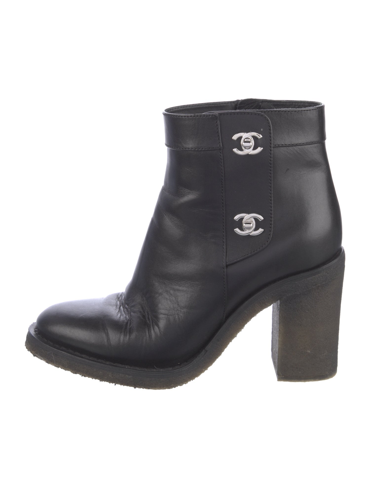 Chanel Interlocking CC Logo Leather Boots