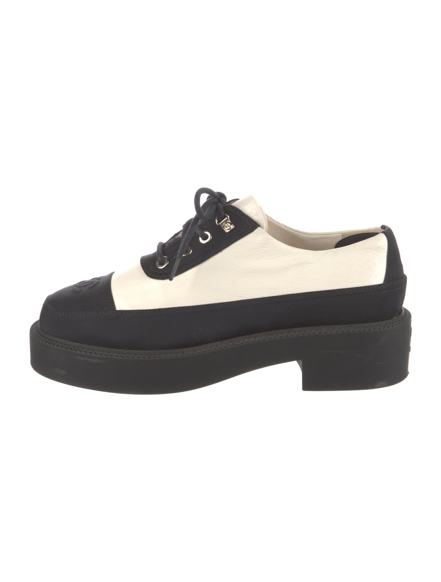 Chanel Interlocking CC Logo Leather Sneakers