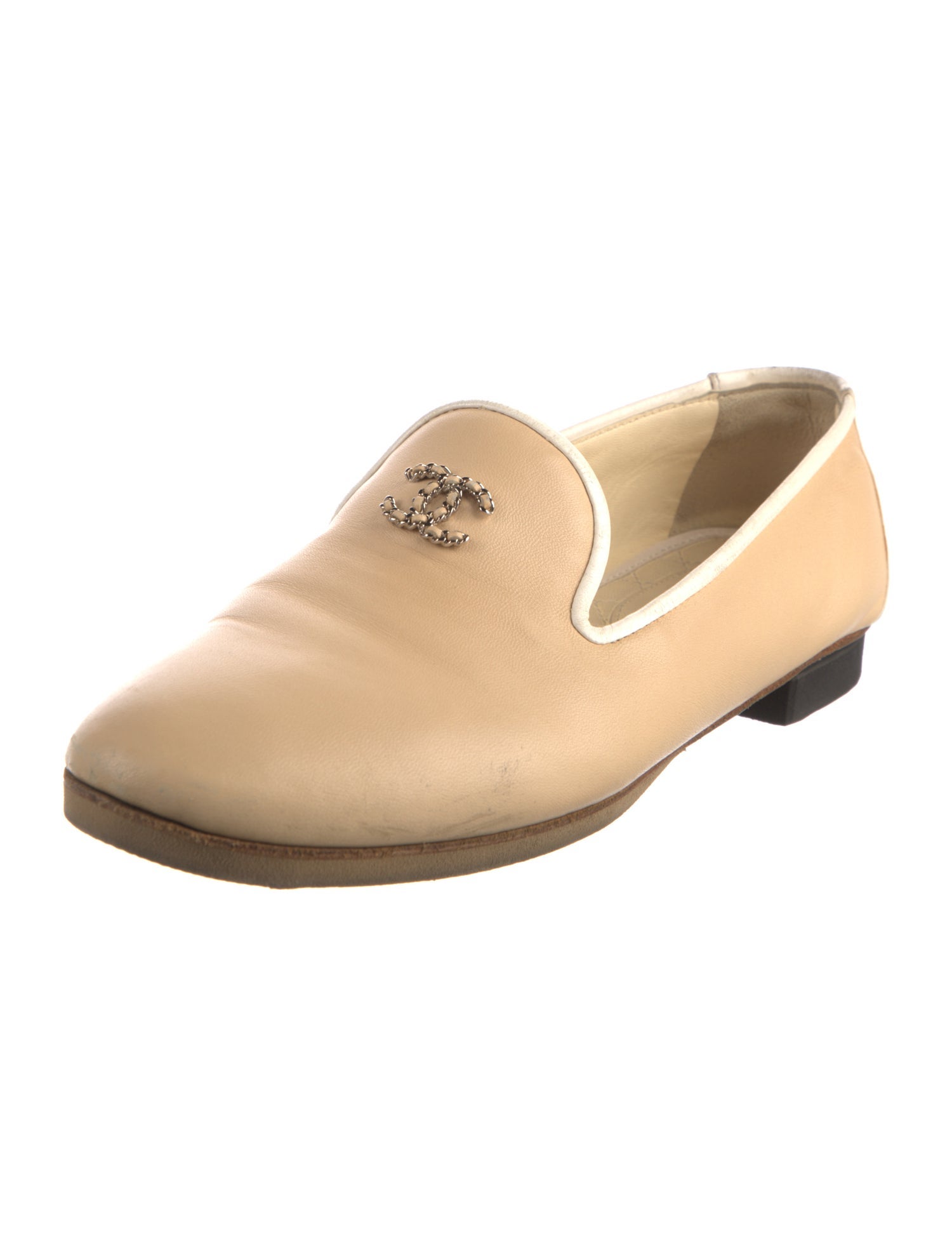 Chanel Interlocking CC Logo Leather Loafers