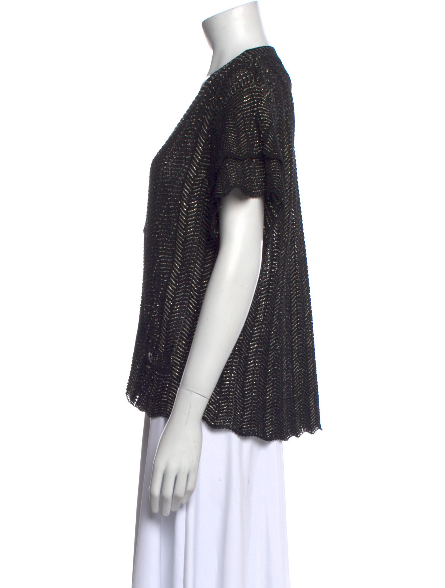 Chanel 2018 Striped Button-Up Top