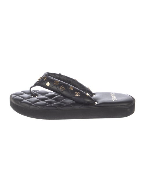 Chanel Interlocking CC Logo Leather Slides