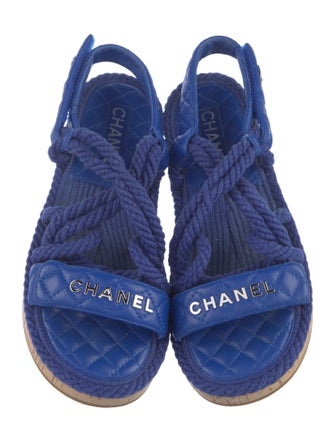 Chanel Interlocking CC Logo Lambskin Slingback Sandals