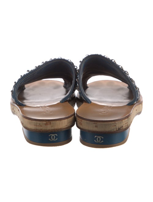 Chanel Interlocking CC Logo Tweed Slides