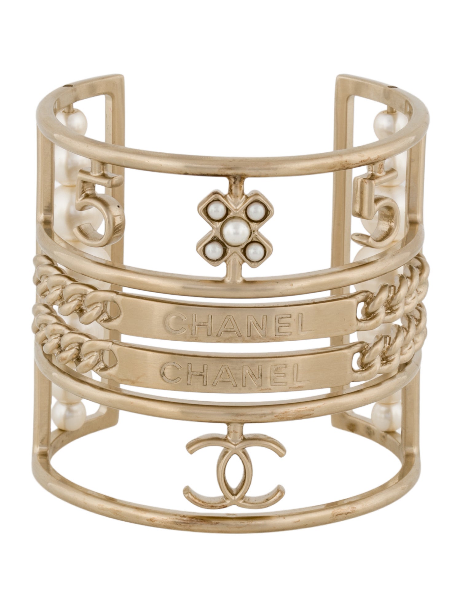 Chanel Faux Pearl CC Cuff