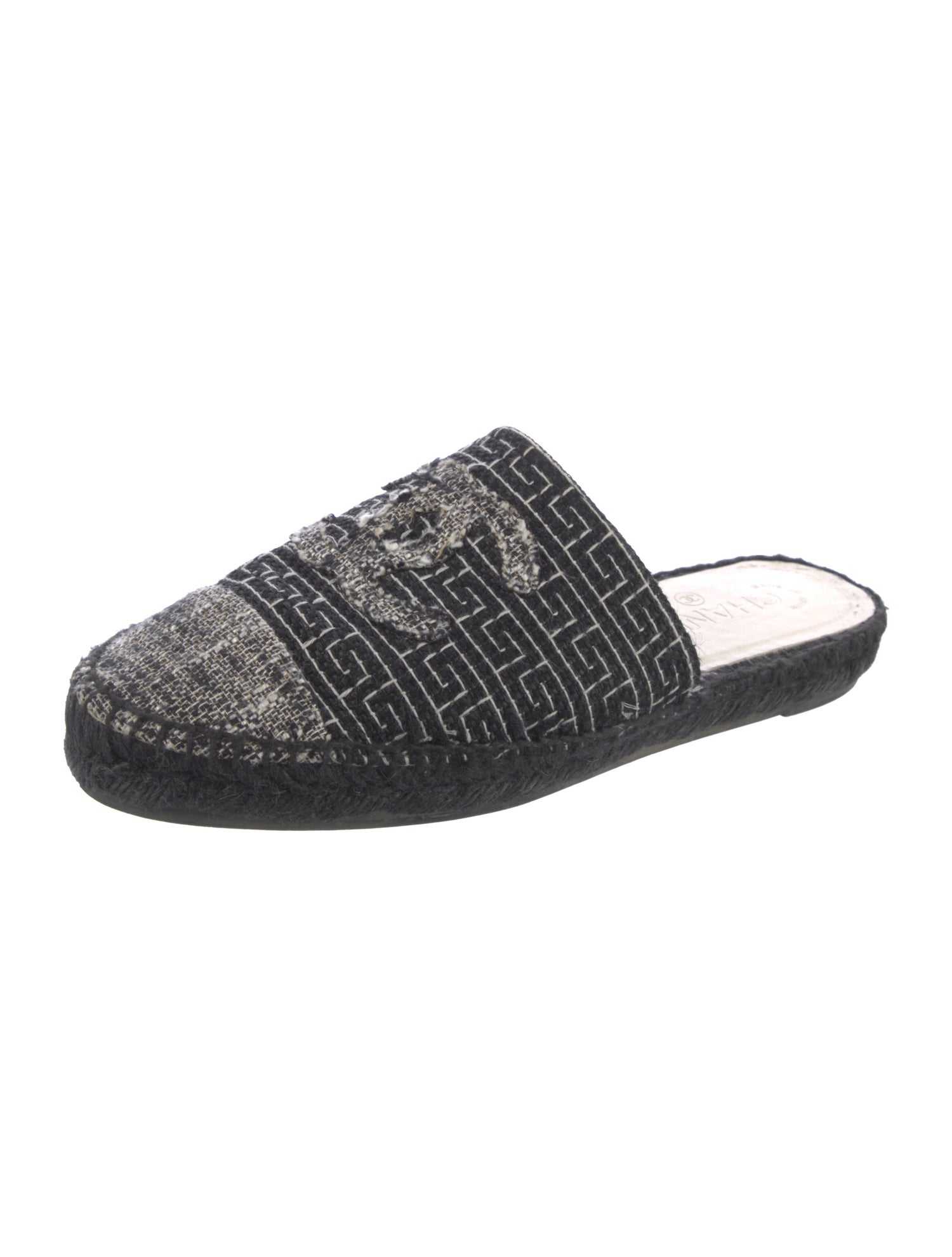 Chanel Interlocking CC Logo Tweed Mules