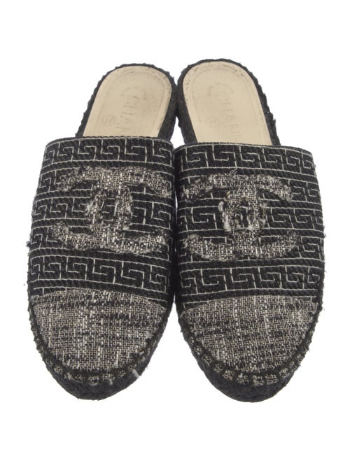 Chanel Interlocking CC Logo Tweed Mules