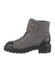 Chanel Interlocking CC Logo Leather Combat Boots