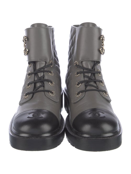 Chanel Interlocking CC Logo Leather Combat Boots