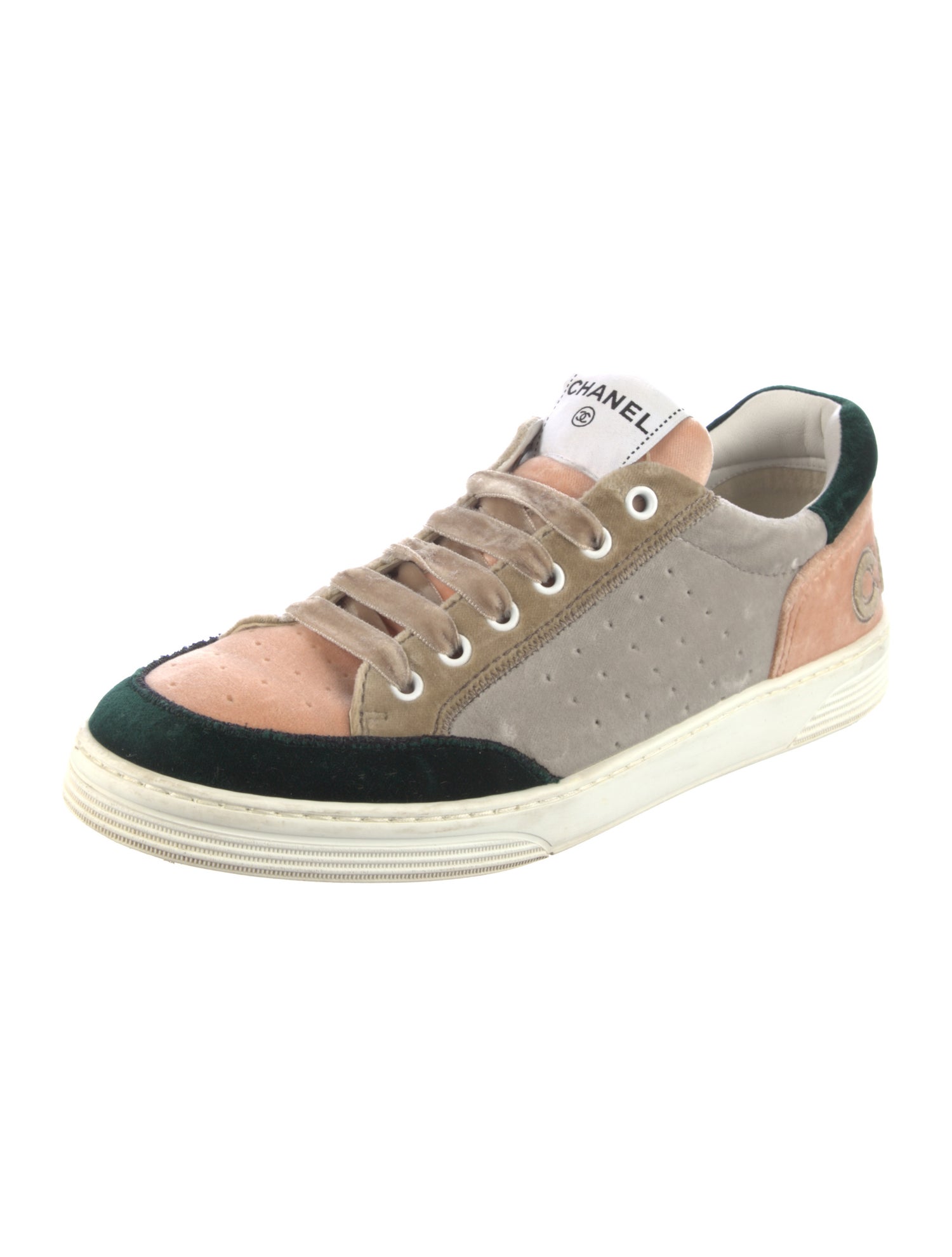 Chanel Velvet Colorblock Pattern Sneakers