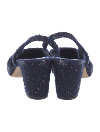 Chanel Interlocking CC Logo Tweed Slingback Pumps