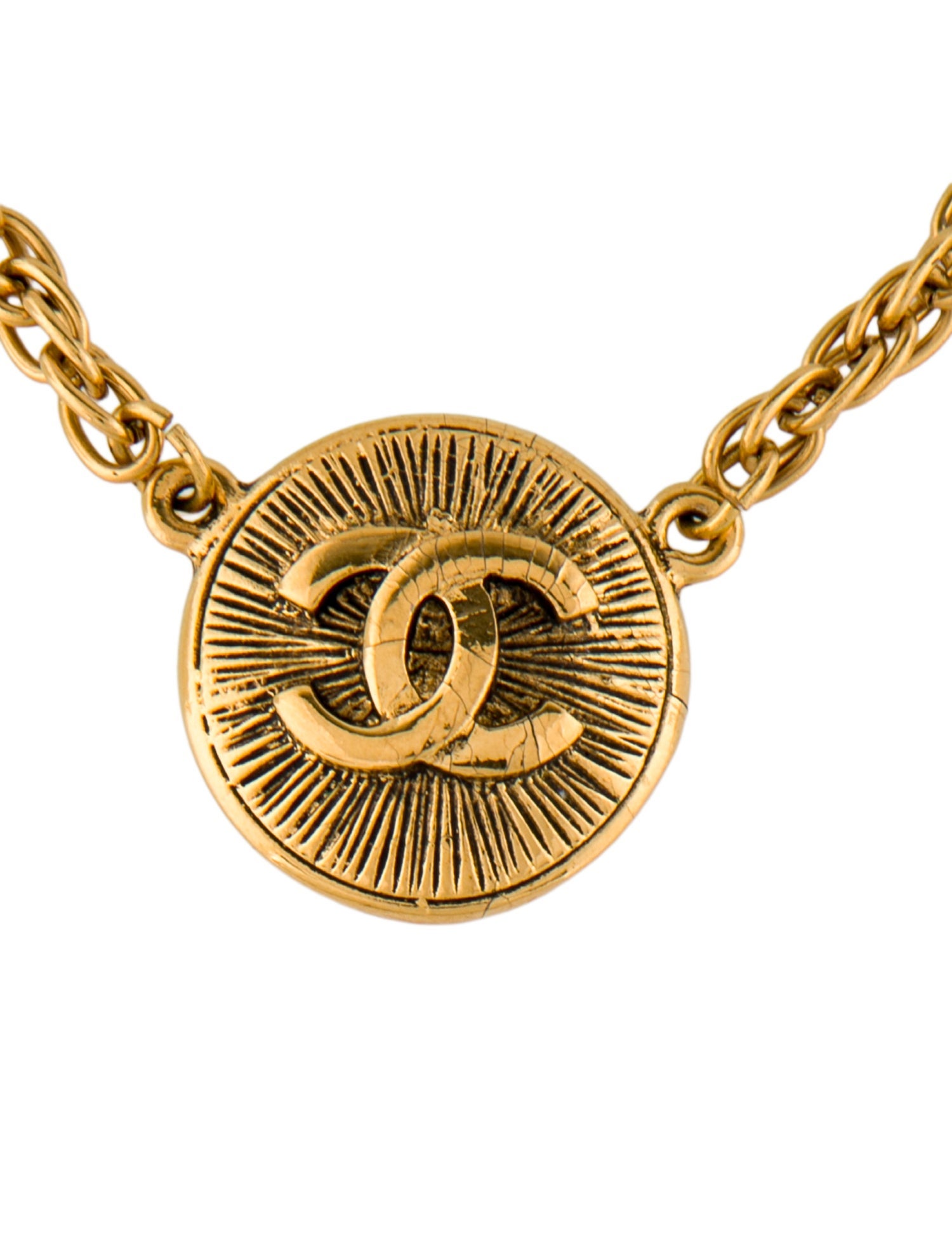 Chanel Vintage CC Sunburst Pendant Necklace