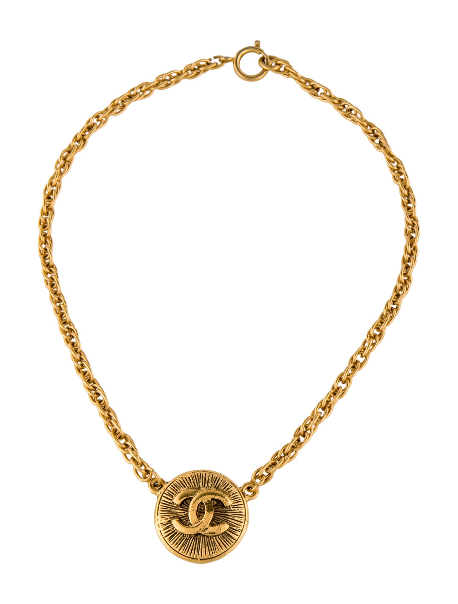 Chanel Vintage CC Sunburst Pendant Necklace