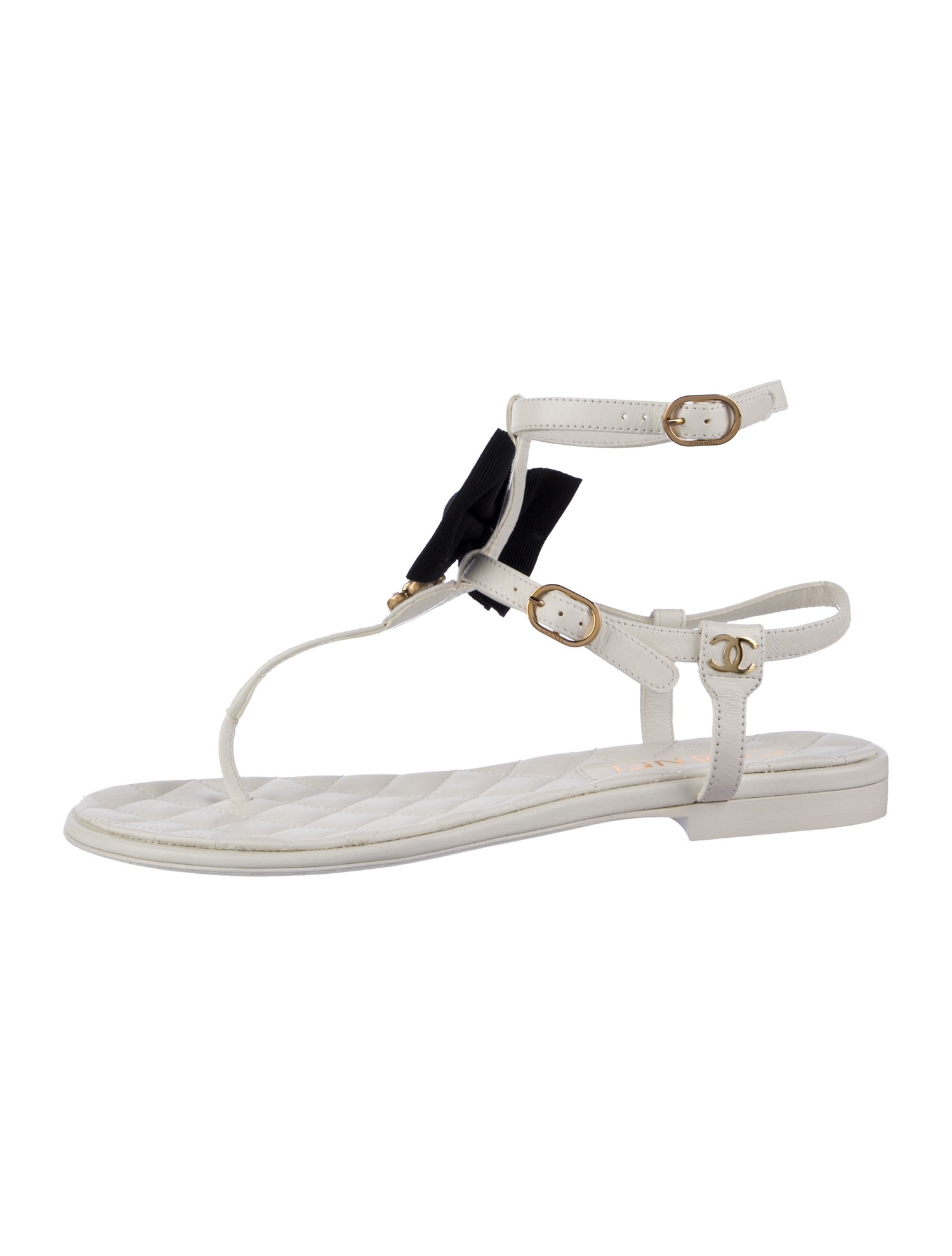 Chanel 2024 Interlocking CC Logo T-Strap Sandals