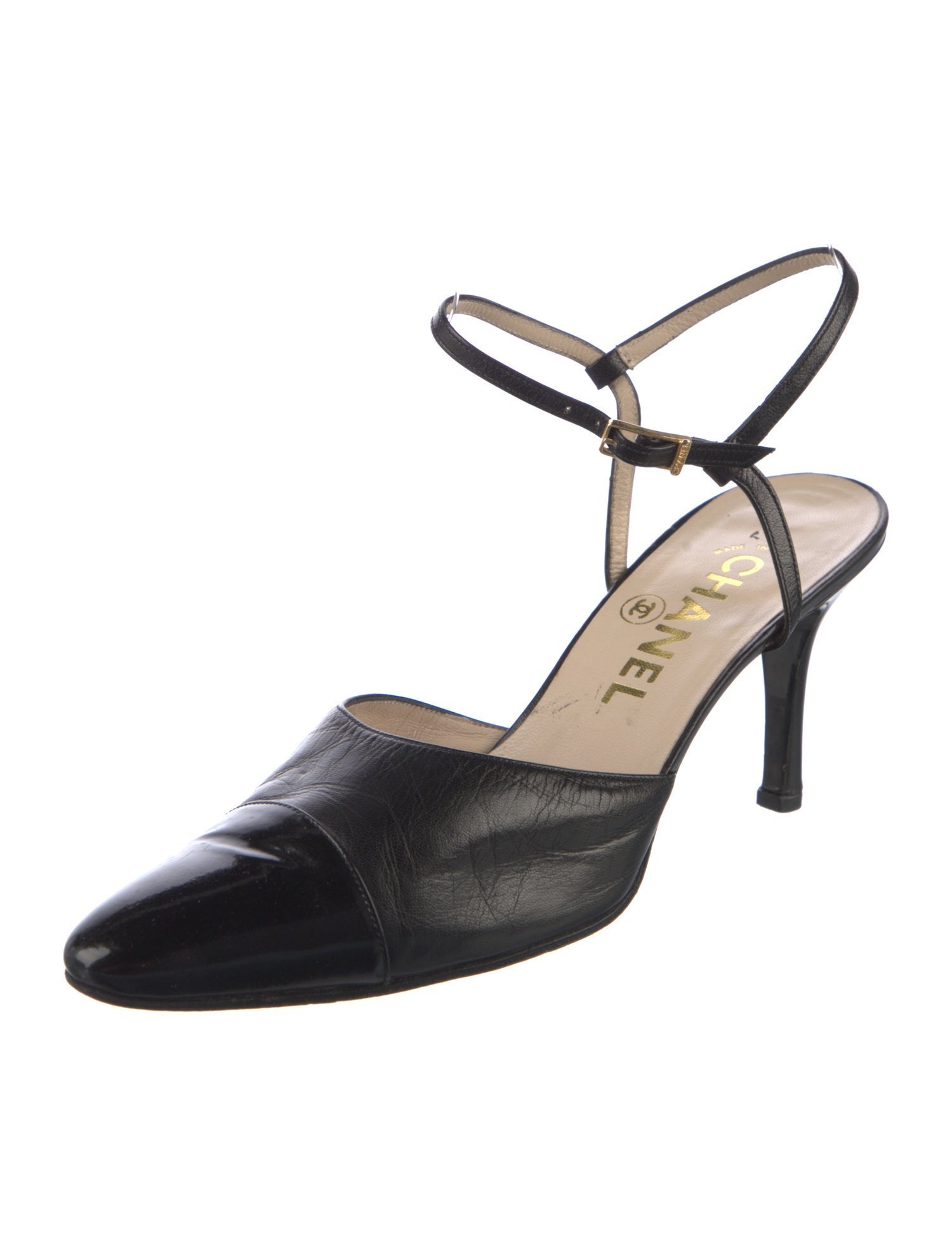 Chanel Vintage Interlocking CC Logo Slingback Pumps