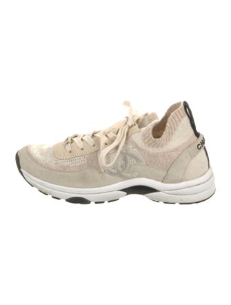 Chanel Interlocking CC Logo Suede Sneakers