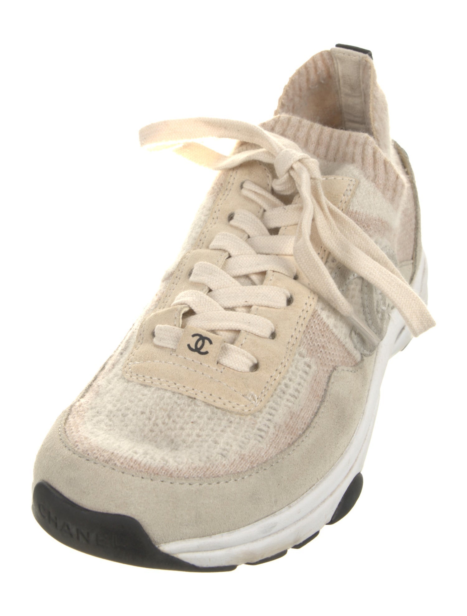 Chanel Interlocking CC Logo Suede Sneakers