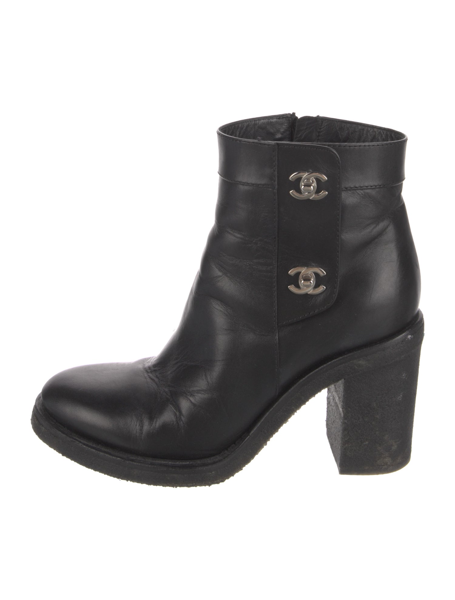 Chanel Interlocking CC Logo Leather Boots
