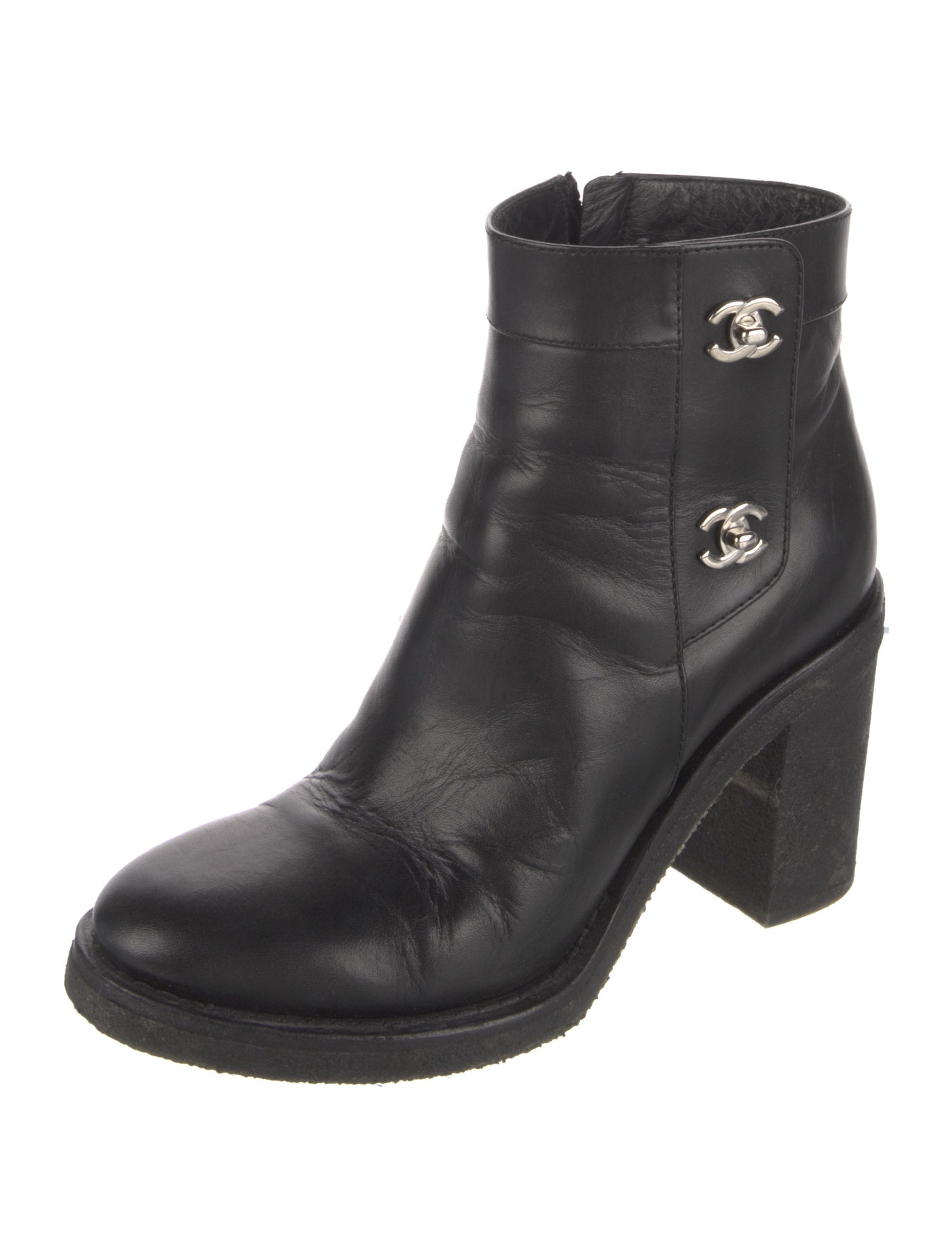 Chanel Interlocking CC Logo Leather Boots